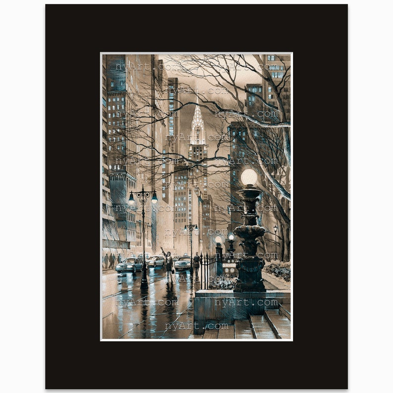 Chrysler Building Sepia New York Print from Watercolor Original Painting Artwork New York Poster New York Watercolor New York Wall Art image 3