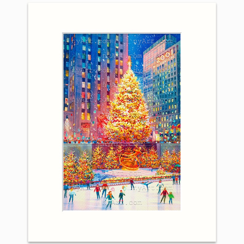 Rockefeller Center Christmas Tree New York Print From Watercolor ...
