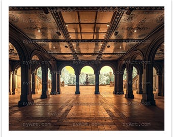 Bethesda Terrace Arches – Infrared Sepia Fine Art Photograph