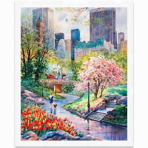 New York Central Park Print from Watercolor Original Painting Artwork | Cityscape Travel Poster | New York City Skyline Wall Art Decor