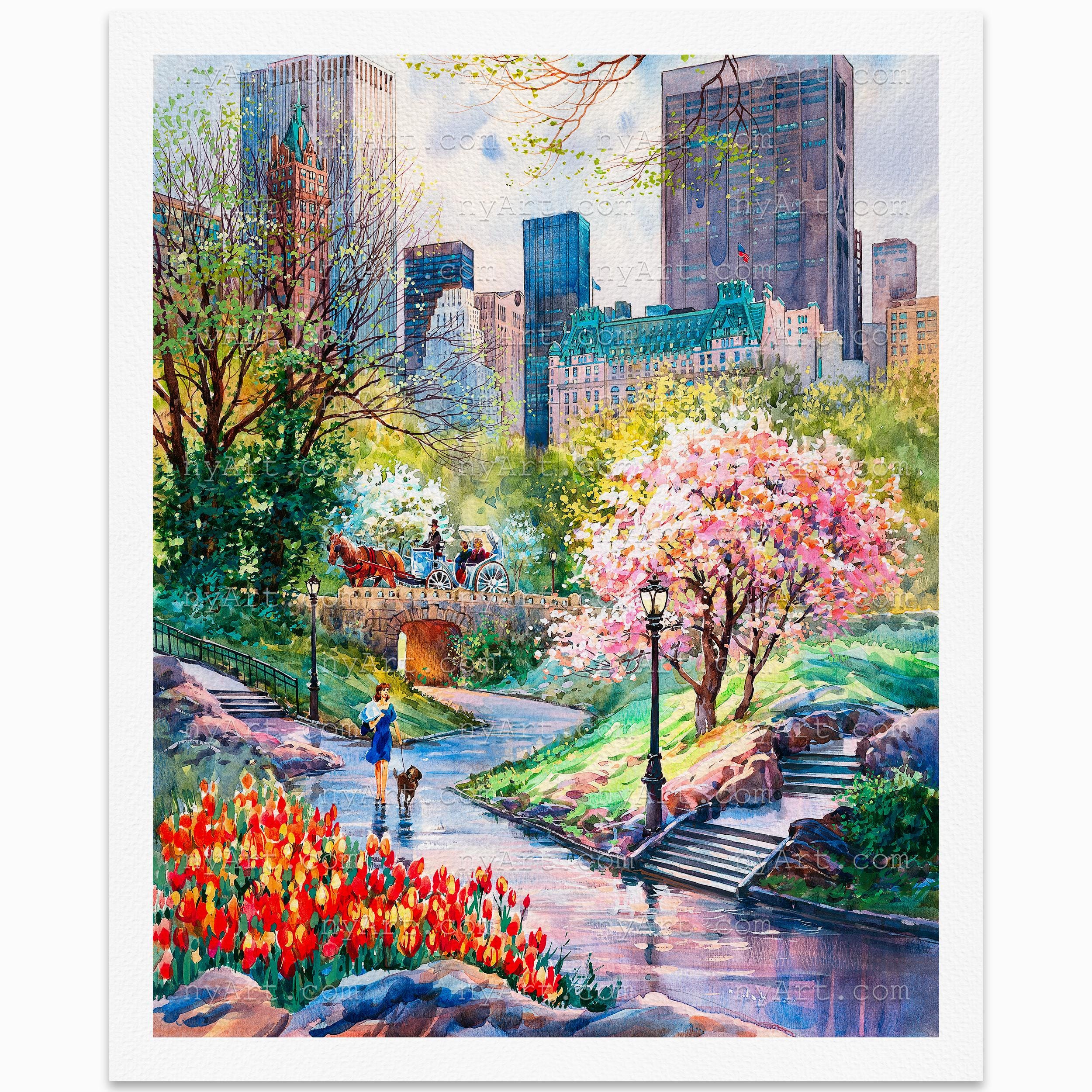 New York Central Park Print From Watercolor Original