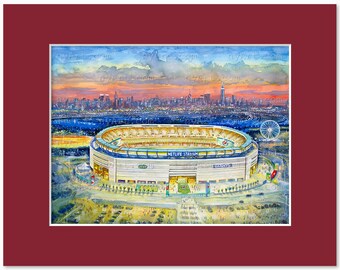 MetLife Stadium New York Skyline – Watercolor Fine Art Print by Russ Abrams