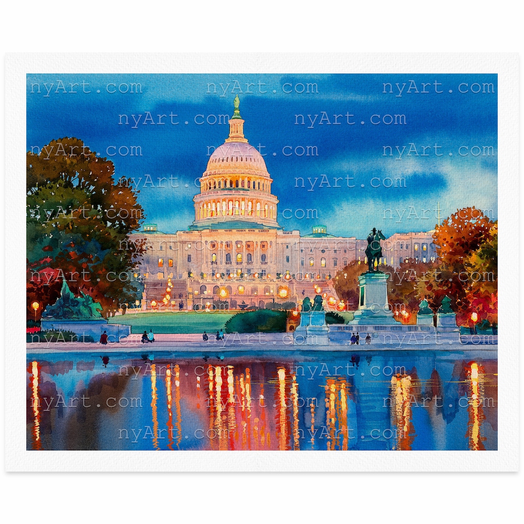 Capitol Reflecting Pool Reproduction Giclee Art Print From Original ...