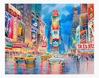 Times Square Broadway – Watercolor Fine Art Print by Roustam Nour