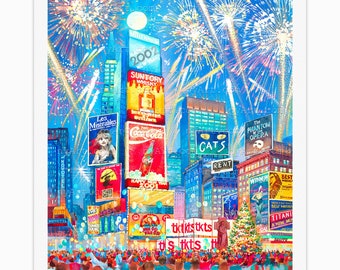 Times Square Ball Drop New York Print from Watercolor Original Painting Artwork | New York Poster | New York Watercolor | New York Wall Art