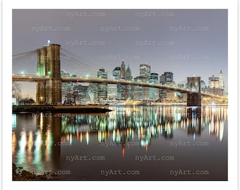 Brooklyn Bridge Manhattan Skyline – Night Photography Print
