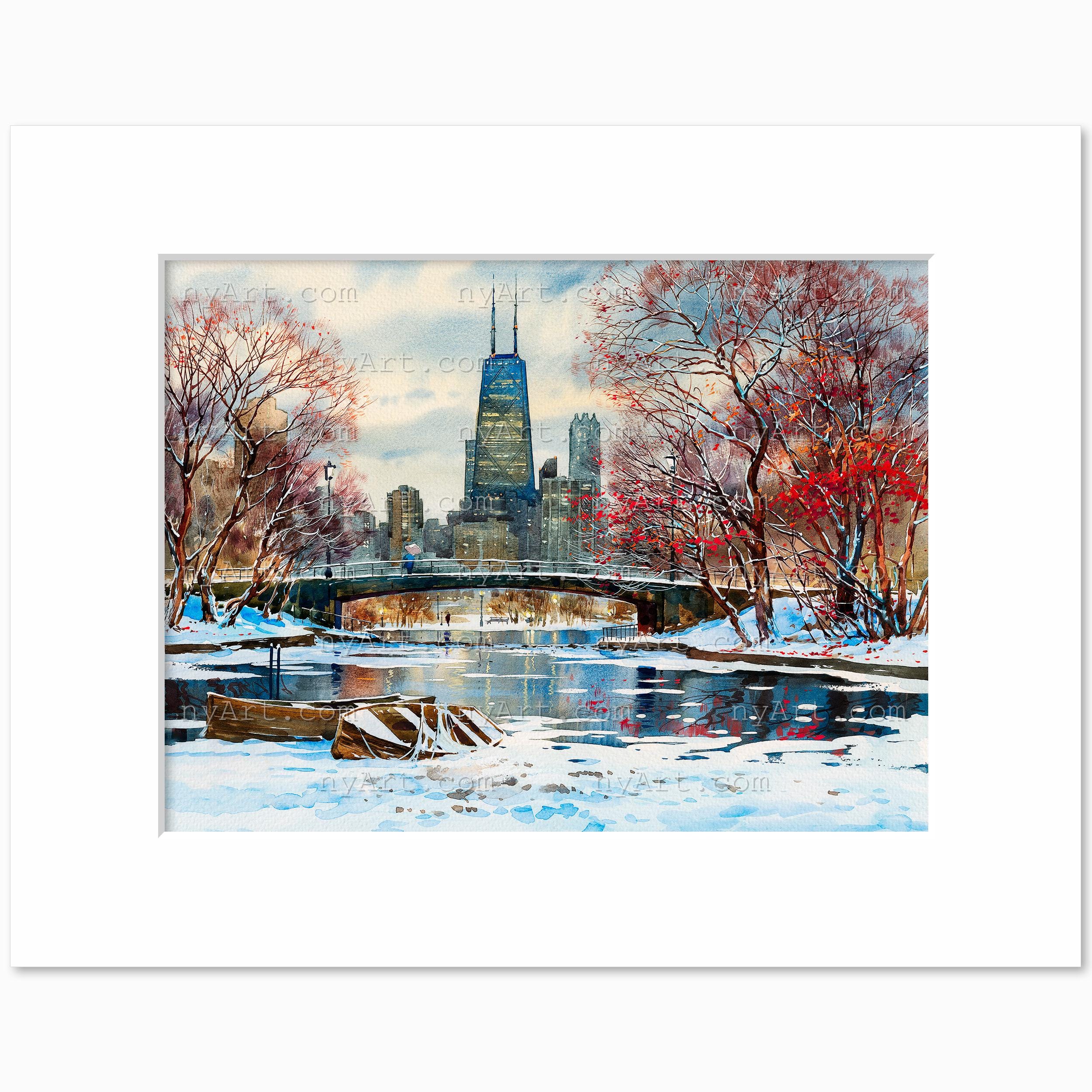 Lincoln Park Boardwalk Chicago – Watercolor Fine Art Print by Roustam ...