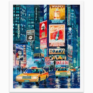 New York Times Square Print from Watercolor Original Painting Artwork | Cityscape Travel Poster | New York City Skyline Wall Art Decor