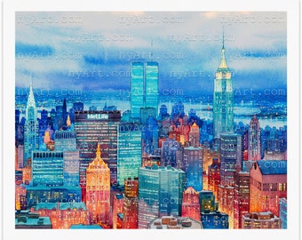 New York Skyline New York Print from Watercolor Original Painting Artwork | New York Poster | New York Watercolor | New York Wall Art