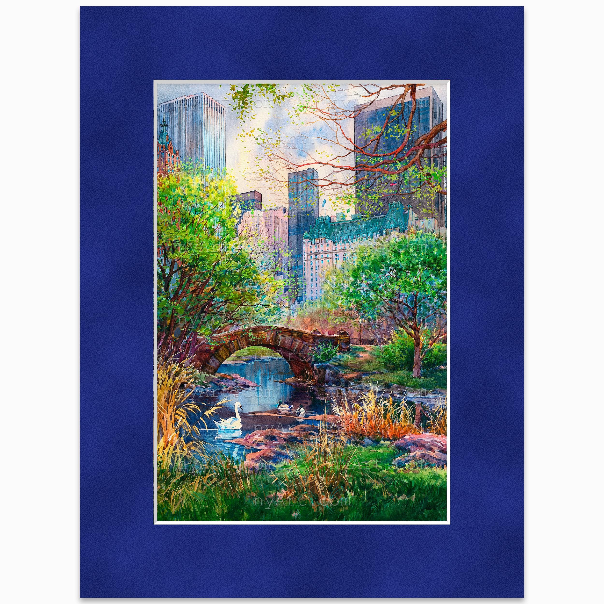 Central Park Gapstow Bridge – Watercolor Fine Art Print by Roustam