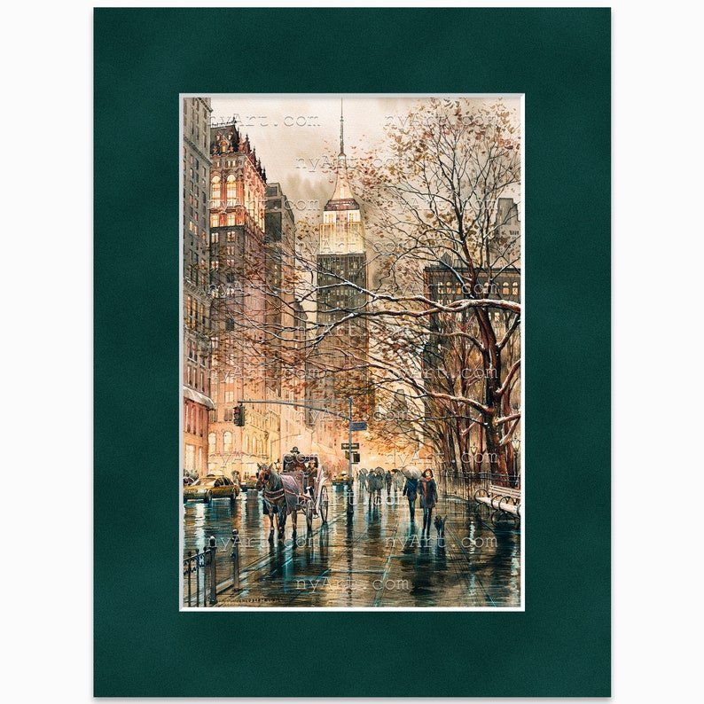 Winter Glow Sepia New York Print from Watercolor Original Painting Artwork New York Poster New York Watercolor New York Art image 8