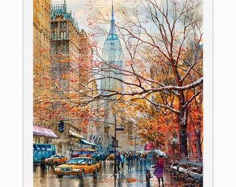 Fifth Avenue - Rainy Day in New York Print from Watercolor Original Painting Artwork | New York Poster | New York Watercolor | New York Art