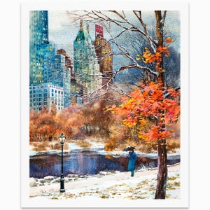 Central Park South New York Print from Watercolor Original Painting Artwork | New York Poster | New York Watercolor | New York Wall Art