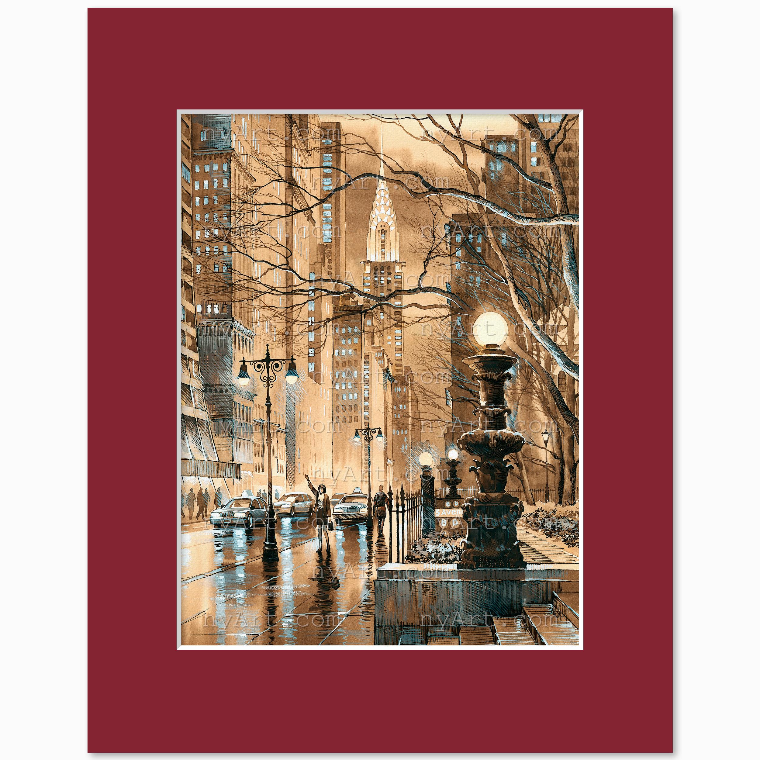 Chrysler Building Sepia – Watercolor Fine Art Print by Roustam