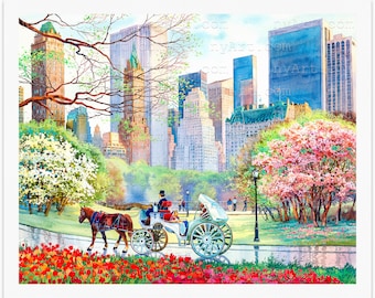 Central Park New York Print from Watercolor Original Painting Artwork | New York Poster | New York Watercolor | New York Wall Art