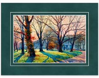 U.S. Capitol Autumn Trees – Watercolor Fine Art Print by Roustam Nour