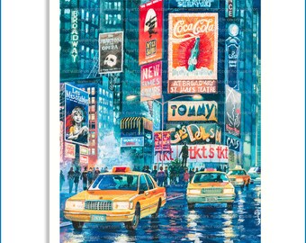 Times Square New York Print from Watercolor Original Painting Artwork | New York Poster | New York Watercolor | New York Wall Art