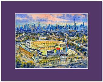 Citi Field New York Skyline – Watercolor Fine Art Print by Russ Abrams