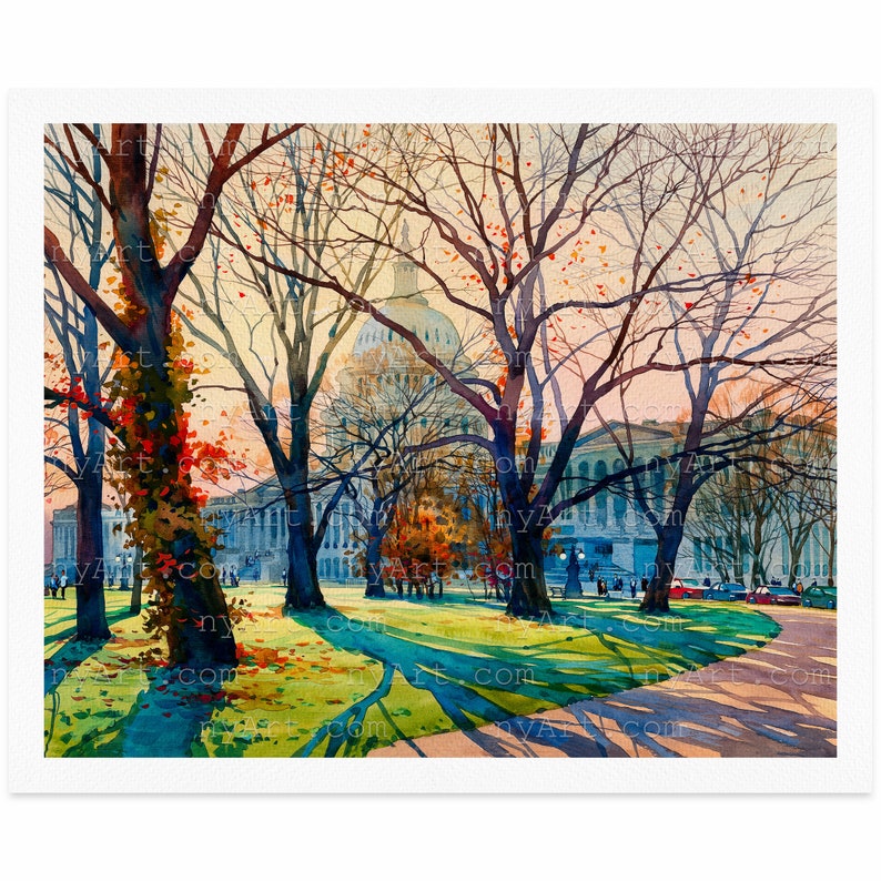 Washington DC Print from Watercolor Original Painting Artwork Washington dc Poster Washington DC Watercolor Washington dc Wall Decor immagine 1