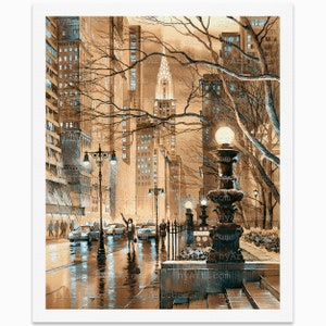New York Chrysler Building Sepia Print from Watercolor Original Painting Artwork | Chrysler Building Travel Poster | New York Wall Art Decor