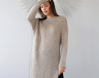 Peruvian Alpaca oversized sweater dress, knit dress for woman | Roseuniquestyle