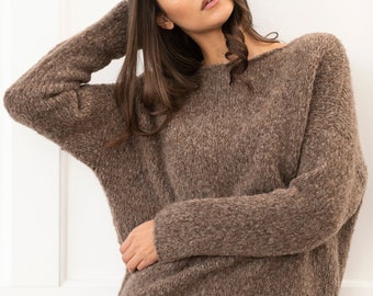 Oversized Alpaca Knit Sweater Dress: Merino Wool Tunic