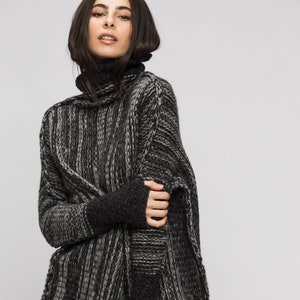 Hand Knit Alpaca Chunky Sweater Dress: Oversized Slouchy Turtleneck