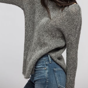 Knit sweater for woman . Ultralight relaxed fit knit alpaca sweater jumper pullover . image 8