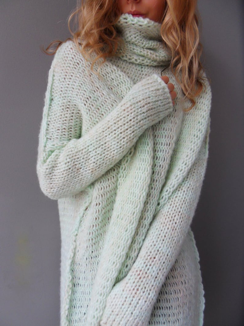 Xuan2Xuan3 Women's Oversized Color Block Sweater — Chunky Knit, Baggy Tunic, Long Sleeve Pullover
