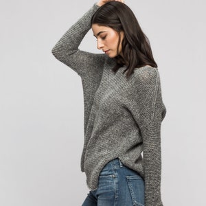 Knit sweater for woman . Ultralight relaxed fit knit alpaca sweater jumper pullover . image 7