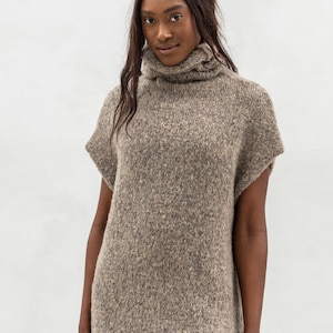 Alpaca Knit Sweater Vest: Oversized Merino Wool Turtleneck