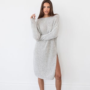 Knit alpaca sweater dress , oversize  knit wool dress , Roseuniquestyle .