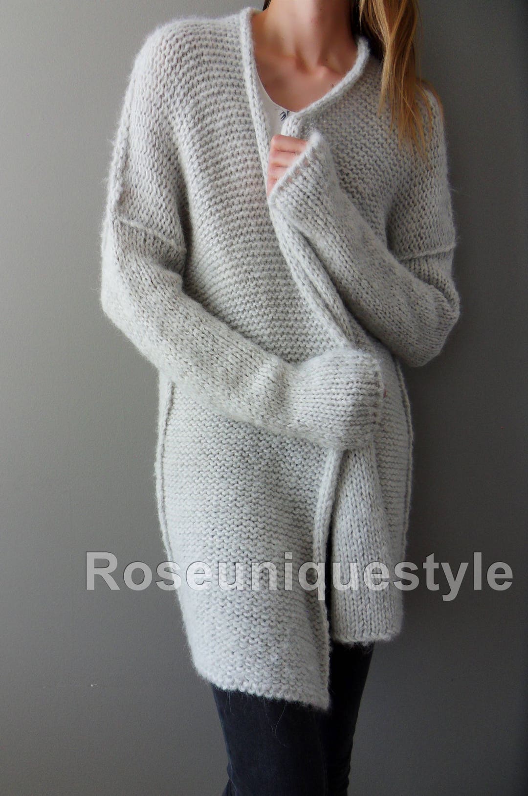 Long gray cardigan hot sale