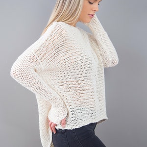 Cotton Linen loose  knit sweater .