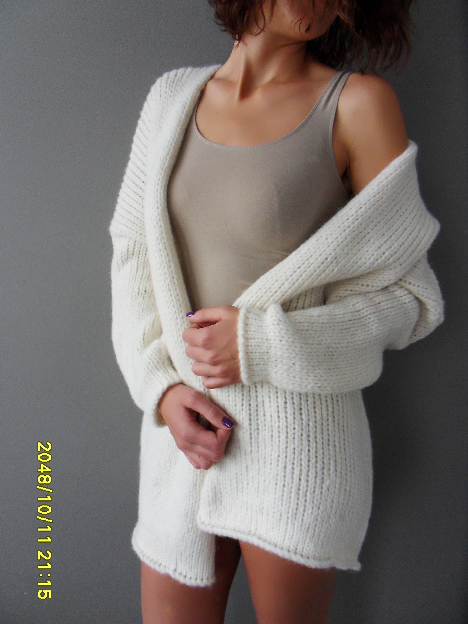 Off White Alpaca Oversized Chunky Woman Knit Cardigan - Etsy