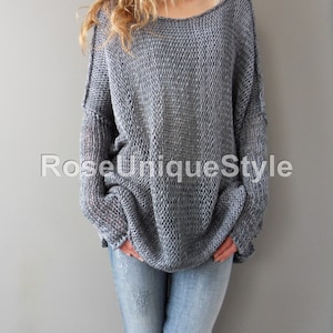 Sweater Oversized    Slouchy woman knit  sweater. Cotton blend,  loose knit sweater | Roseuniquestyle