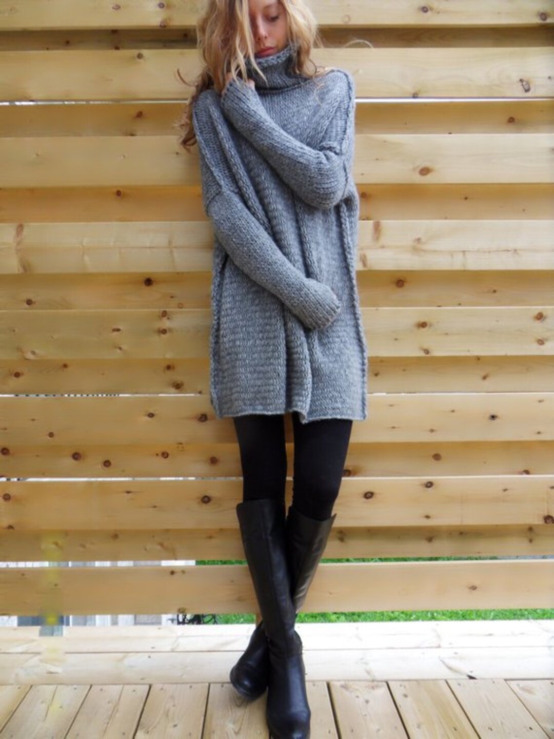 Grey Knit Sweater. Oversized , Chunky Knit Sweater. Sweater Dress . - Etsy