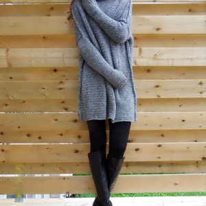 Grey knit sweater. Oversized , Chunky knit sweater.  Sweater dress .