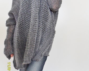 Oversize Women cotton  chunky knit sweater Bulky/slouchy/loose sweater. Oversized knit sweater. .