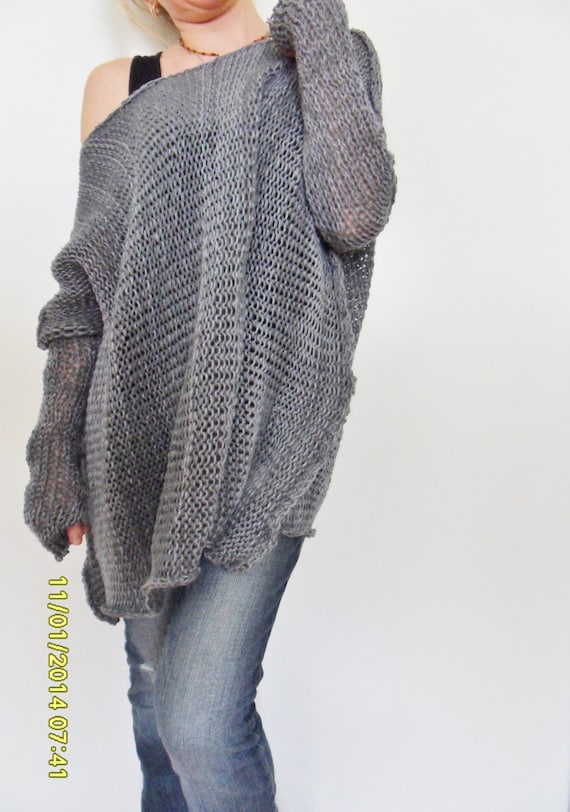 Oversize Women Cotton Chunky Knit Sweater Bulky/slouchy/loose Sweater.  Oversized Knit Sweater. . - Etsy