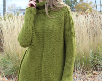 Knit sweater Chunky Oversized  Alpaca knit sweater dress for woman