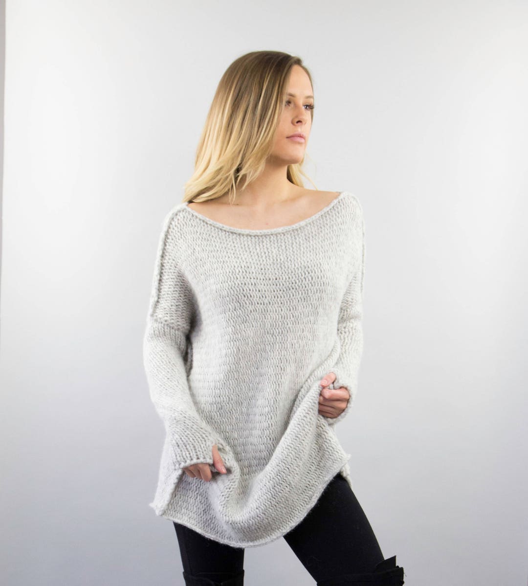 Sweater for Woman. Alpaca Slouchy Knit Sweater Dress .thumb - Etsy
