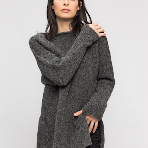Knit sweater women , Oversized Alpaca  wool sweater dress , Split sides  sweater | Roseuniquestyle