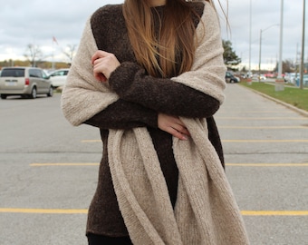 Extra long Oversize Alpaca wool scarf shawl .