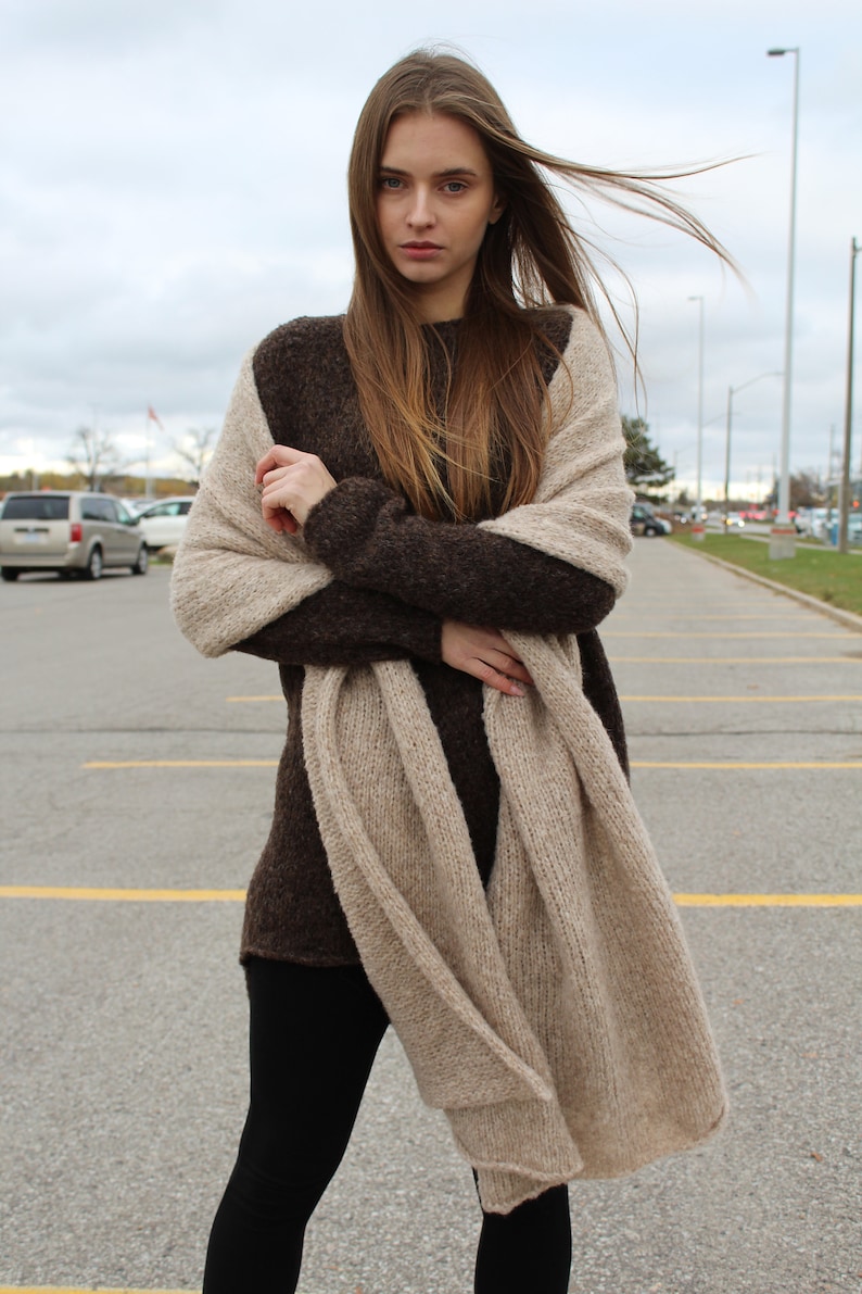 Extra long Oversize Alpaca wool scarf shawl . Bild 1