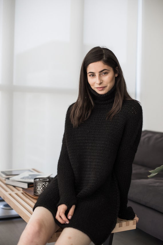 Gray Alpaca Knit Long Sweater Oversized Slouchy Sweater Dress - Etsy