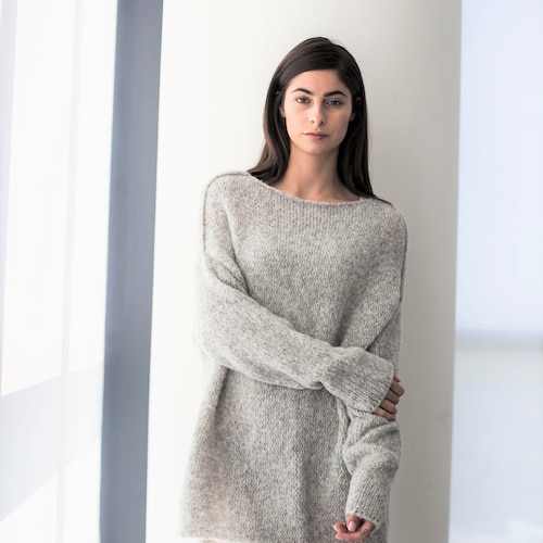 Oversized Knit Sweater Dress for Woman Pearl Grey Alpaca - Etsy Canada