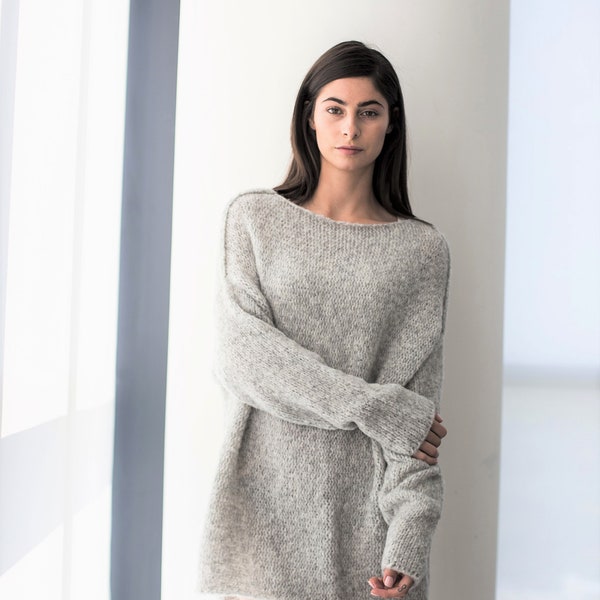 Alpaca Oversized  knit woman  sweater dress .   Loose  slouchy knit sweater | Roseuniquestyle