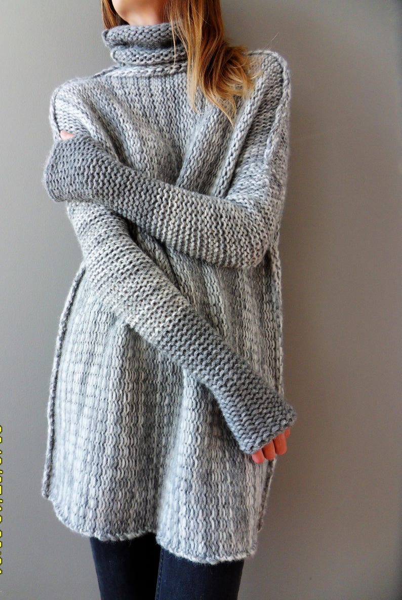 Oversized Alpaca Chunky Knit Sweater. Loose Knit Sweater Etsy Canada