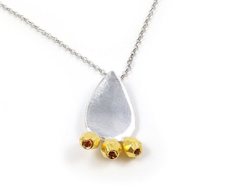 Cactus necklace in silver and citrine quartz